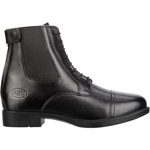 Lazura - Jodhpur Reitstiefelette Classic BZ Lace | Stiefeletten Damen & Herren | Chelsea Boots aus Leder in Schwarz | Ankle Boots mit Reißverschluss & Elastikeinsatz | Reitschuhe in Größe 37 von Lazura
