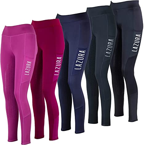 Lazura - Reitleggings für Damen Emilia | Vollbesatz aus Silikon | Vollbesatzreithose mit 2 seitlichen Handytaschen | Reithose in der Farbe Asphalt | Reitbekleidung in Größe 38 von Lazura
