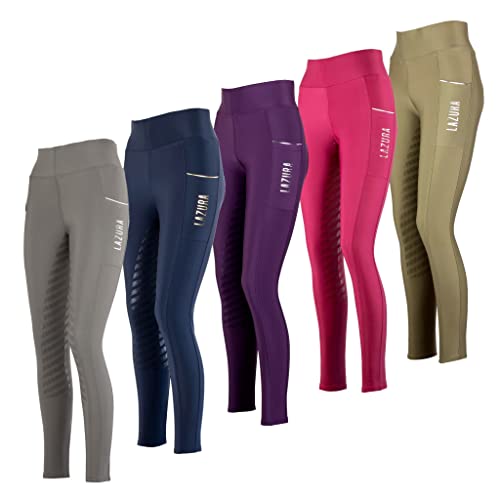 Lazura - Reitleggings für Mädchen Fenja | Vollbesatz aus Silikon | Reithose mit 2 seitlichen Handytaschen | Vollbesatzreithose in Burgundy | Reitbekleidung in Größe 140/146 von Lazura