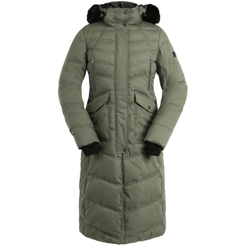 Lazura - Thermomantel Sophia – Wintermantel für Damen – wattierter Reitmantel – Steppmantel mit abnehmbarer Kapuze – atmungsaktiv, wind- & wasserabweisend – Mantel in Olive – Gr. L von Lazura