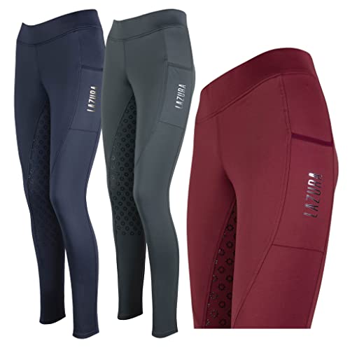 Lazura - Winter-Reitleggings für Damen Thea | Thermo-Leggings m. Silikon-Vollbesatz & Warmer Innenseite | Winter-Reithose mit Komfortbund & Handytasche | Reitbekleidung in Dark Navy | Größe 40/42 von Lazura