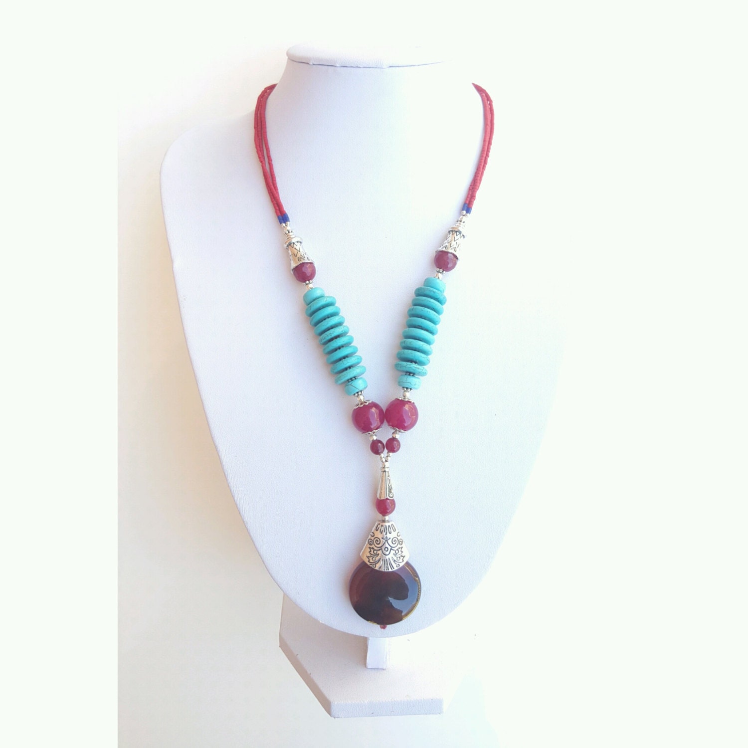 Achat Statement Halskette, Und Howlith Einzigartige Halskette von LazuriteGems