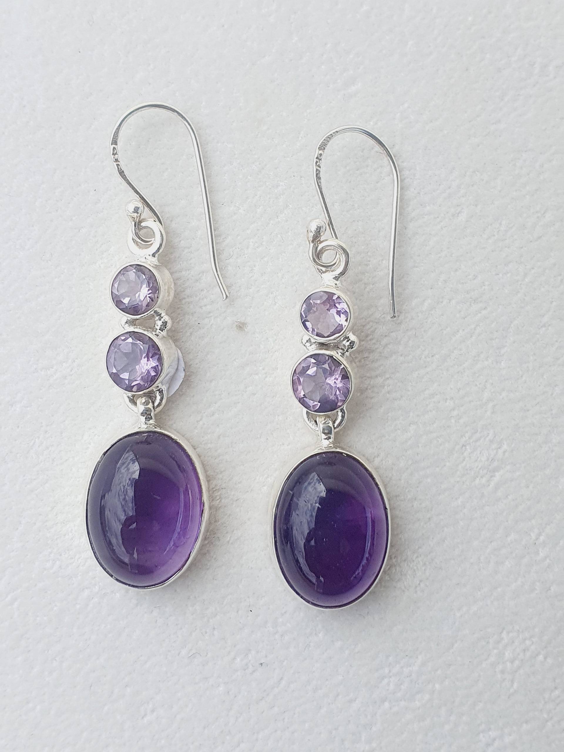 Amethyst Ohrringe 925 Silber, Amethyst Silber Ohrringe, Amethyst Ohrhänger, Edelstein Ohrringe, Echter Amethyst, Lasurit Ohrschmuck von LazuriteGems