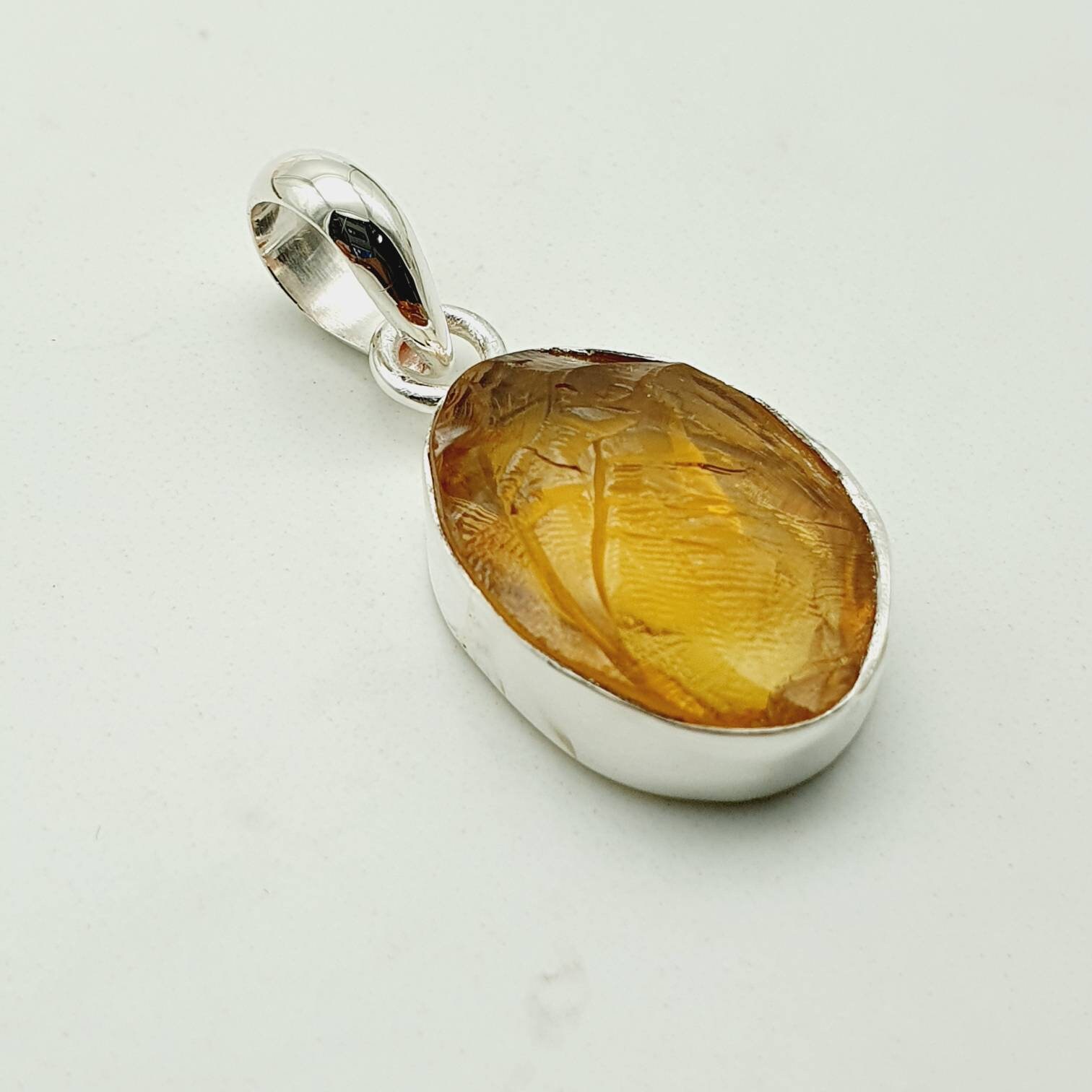Rohe Citrin Anhänger 925 Silber, Kristall Anhänger, Roh Citrin, Kristall Anhänger, Edelstein Kette, Handgemachte von LazuriteGems