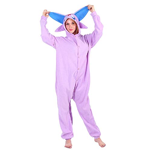 Lazutom Tier Cosplay Kostüme Onesies Pyjama Halloween Party Unisex-Adult Onepiece Nachtwäsche Weihnachten (L fit for Height 164-172CM (64.5"-67.7"), Purple Espeon) von Lazutom