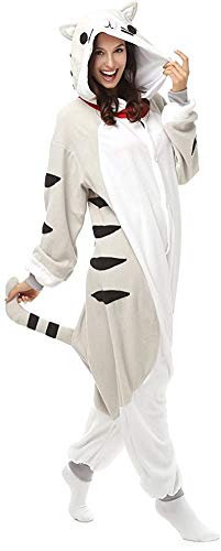 Lazutom Tier Cosplay Kostüme Onesies Pyjama Halloween Party Unisex-Adult Onepiece Nachtwäsche Weihnachten (M fit for Height 156-164CM (61"-64.5"), Chi's Cat) von Lazutom