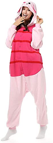 Lazutom Tier Cosplay Kostüme Onesies Pyjama Halloween Party Unisex-Adult Onepiece Nachtwäsche Weihnachten (S fit for Height 145-155CM (57"-61"), Piglet) von Lazutom