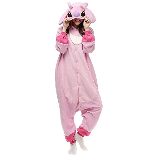 Lazutom Unisex Adult Pyjamas Cosplay Tier Onesie Nachtwäsche Nachtwäsche (Lilo and Stitch Pink, L) von Lazutom