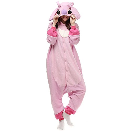 Lazutom Unisex Adult Pyjamas Cosplay Tier Onesie Nachtwäsche Nachtwäsche (Lilo and Stitch Pink, S) von Lazutom