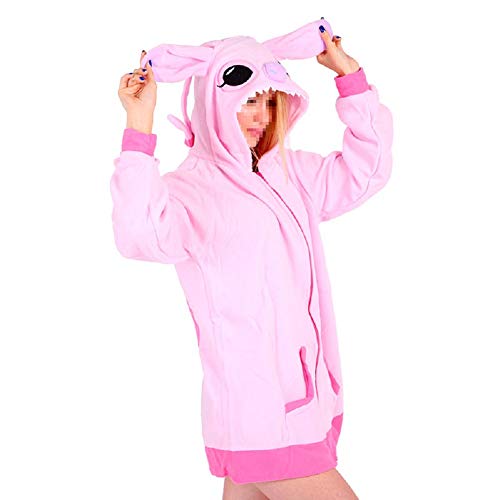 Lazutom Unisex Cartoon Cosplay Hoodies Frauen Anime Zipper Sweatshirt Jacke Mantel (Pink Stitch, Mittel) von Lazutom