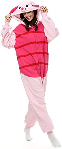 Lazutom Unisex Onesie Tier Schlafanzug Cosplay Pyjamas Halloween Karneval Kostüme Loungewear (L, Piglet1) von Lazutom