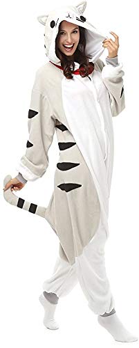 Lazutom Unisex Onesie Tier Schlafanzug Cosplay Pyjamas Halloween Karneval Kostüme Loungewear (S, Chi's Cat 1) von Lazutom