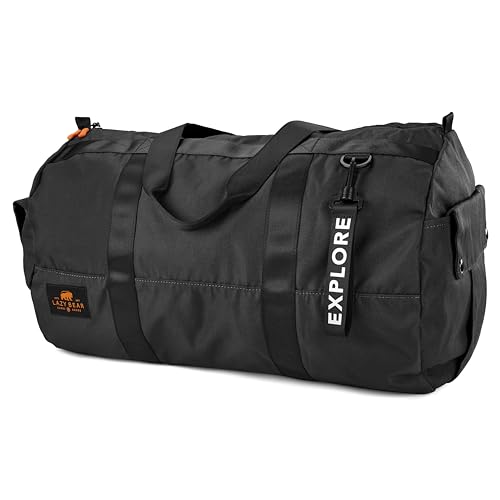 Lazy Bear Reisetasche Herren 32L | Faltbare Weekender & Duffle Bag aus robustem Material | skandinavisches Design | Ideal als Sporttasche und Reisetasche | Farbe Schwarz von Lazy Bear
