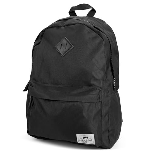 Lazy Bear by Trendhim Schwarzer Rucksack für Herren | Laptop-Rucksack mit gepolstertem Fach für 15,6" Geräte | Verstellbarer Schultergurt | Kunstleder & Polyester | Handgepäck-tauglich von Lazy Bear