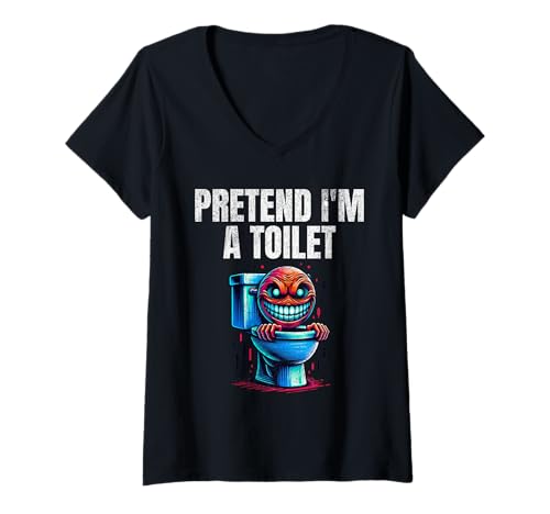 Damen Pretend I'm A Toilet Lazy Kostüm T-Shirt mit V-Ausschnitt Damen Pretend I'm A Toilet Lazy Kostüm T-Shirt mit V-Ausschnitt von Lazy Costume Co