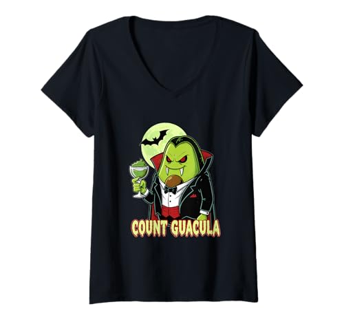 Damen GRAF Guacula Lustiges Avocado Vampir Halloween Wortspiel T-Shirt mit V-Ausschnitt Damen GRAF Guacula Lustiges Avocado Vampir Halloween Wortspiel T-Shirt mit V-Ausschnitt von Lazy Halloween Costume Designs