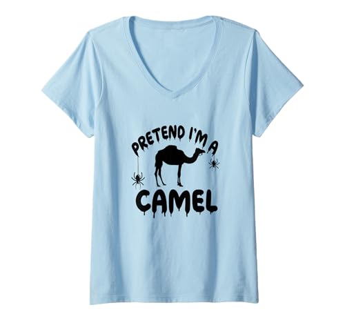 Damen Tu so, als ob ich EIN Kamel Bin - Gruselig, süß, einfach, schnell, lustig T-Shirt mit V-Ausschnitt Damen Tu so, als ob ich EIN Kamel Bin - Gruselig, süß, einfach, schnell, lustig T-Shirt mit V-Ausschnitt von Lazy Halloween Costume for Kids Boys Girls by Jess