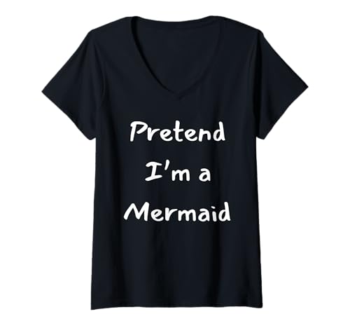 Damen Lustige Halloween-Kostüm-Idee T-Shirt mit V-Ausschnitt Damen Lustige Halloween-Kostüm-Idee T-Shirt mit V-Ausschnitt von Lazy Halloween Costumes - Pretend a Mermaid