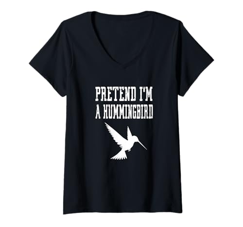Damen Pretend I'm A Hummingbird – niedlicher gruseliger lustiger Tiervogel T-Shirt mit V-Ausschnitt Damen Pretend I'm A Hummingbird – niedlicher gruseliger lustiger Tiervogel T-Shirt mit V-Ausschnitt von Lazy Halloween Costumes by RJ