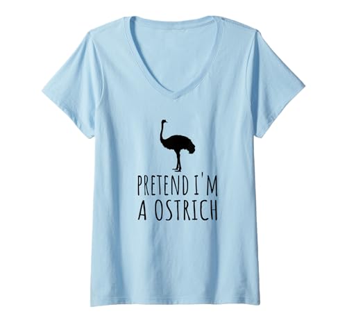 Damen "Pretend I'm A Strauß" – niedliches, gruseliges lustiges Tier-Farm-Ei T-Shirt mit V-Ausschnitt Damen "Pretend I'm A Strauß" – niedliches, gruseliges lustiges Tier-Farm-Ei T-Shirt mit V-Ausschnitt von Lazy Halloween Costumes by RJ