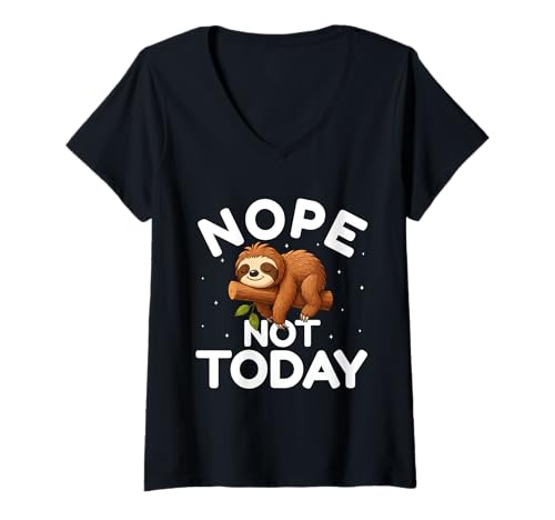 Damen Nope Not Today - Lustiger Faultier-Liebhaber Männer Frauen Kinder T-Shirt mit V-Ausschnitt Damen Nope Not Today - Lustiger Faultier-Liebhaber Männer Frauen Kinder T-Shirt mit V-Ausschnitt von Lazy Mood Sloth Animal Lovers Gifts By Mj