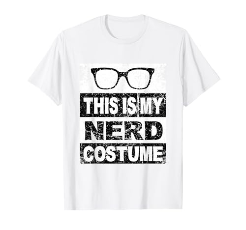 Retro Nerd Kostüm für Damen Kinder Erwachsene Männer Jungen Mädchen Weiß T-Shirt von Lazy Nerdy Outfit Nerd Glasses Nerd Shirt Funny