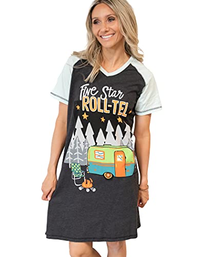 Lazy One Damen Nachthemd Lustiges V-Ausschnitt Schlafshirt für Frauen, Roll-tel Nachthemd, Large-X-Large von Lazy One