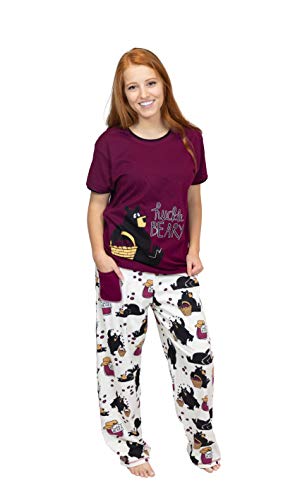 Lazy One Damen Pyjama-Set, kurze Ärmel mit niedlichen Drucken, entspannte Passform - - Large von Lazy One