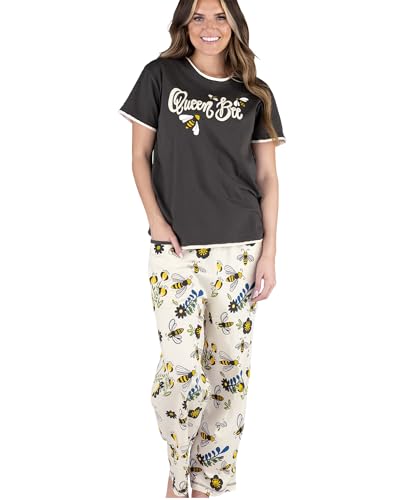 Lazy One Damen Pyjama-Set, kurze Ärmel mit niedlichen Drucken, entspannte Passform - - Medium von Lazy One