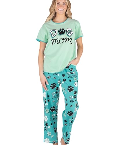 Lazy One Damen Pyjama Set Kurzarm mit niedlichen Drucken Relaxed Fit, Dog Mom Pyjama-Set, S von Lazy One