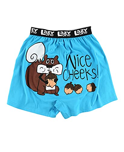 Lazy One Funny Animal Boxers, Novelty Boxer Shorts, Humorous Underwear, Gag Gifts for Men, Nature, Squirrel, Bum, Nuts (Nice Cheeks, Large) von Lazy One