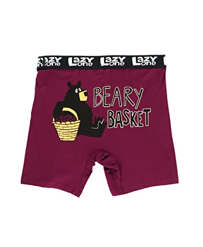 Lazy One Funny Boxer Briefs für Männer, Unterwäsche für Männer, Bärenkorb, X-Large von Lazy One