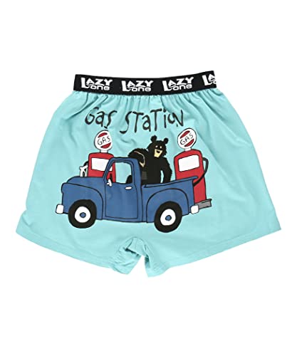 Lazy One Lustige Boxershorts, lustige Boxershorts, humorvolle Unterwäsche, Gag Geschenke für Männer, Bären-Designs, Gas Station Boxers, X-Large von Lazy One