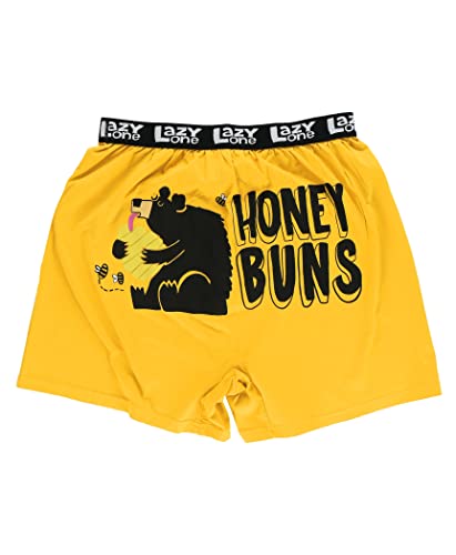 Lazy One Lustige Boxershorts, lustige Boxershorts, humorvolle Unterwäsche, Gag Geschenke für Männer, Bären-Designs, Honey Buns Yellow Boxers, XX-Large von Lazy One