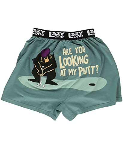 Lazy One Lustige Boxershorts, lustige Boxershorts, humorvolle Unterwäsche, Gag Geschenke für Männer, Bären-Designs, Looking at My Putt Boxers, Medium von Lazy One