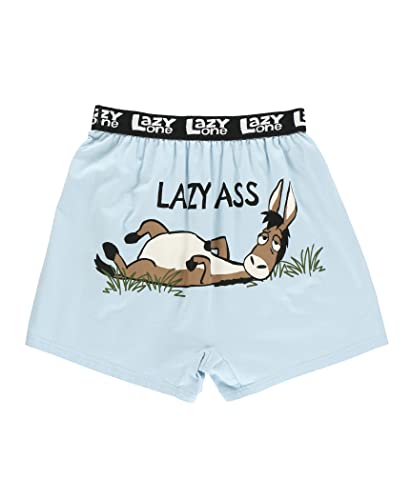 Lazy One Lustige Tier-Boxershorts, lustige Boxershorts, humorvolle Unterwäsche, Gag Geschenke für Männer, Bauernhof-Boxer, Blue Lazy Ass, XX-Large von Lazy One