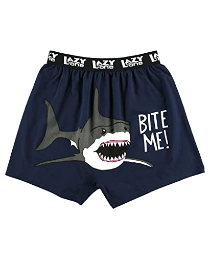 Lazy One Lustige Tierboxer, Neuheit Boxershorts, Gag Geschenke für Männer, humorvolle Unterwäsche für Männer, Wide Awake Sharks Boxershorts, XX-Large von Lazy One