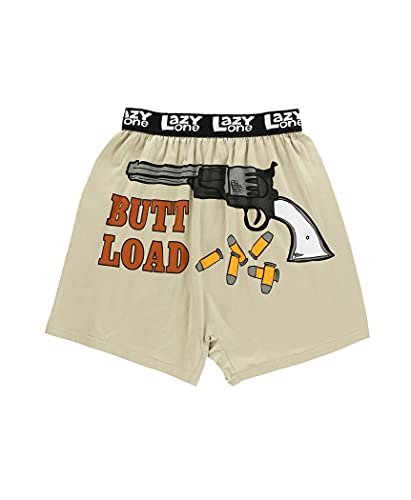 Lazy One Lustige Tierboxer, Neuheit Boxershorts, Humorvolle Unterwäsche, Gag Geschenke für Männer, Bauernhof-Boxer, Butt Load Tan Shorts, XX-Large von Lazy One