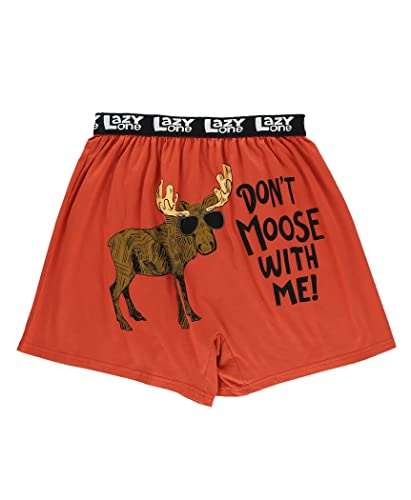 Lazy One Lustige Tierboxer, Neuheit Boxershorts, Humorvolle Unterwäsche, Gag Geschenke für Männer, Boxer mit Bären-Motiv, Don't Moose Orange Boxershorts, X-Large von Lazy One