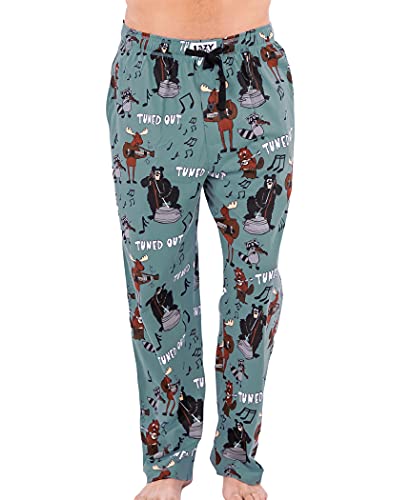 Lazy One Lustige Tierboxer, Neuheit Boxershorts, Humorvolle Unterwäsche, Gag Geschenke für Männer, Boxer mit Bären-Motiv, Tuned Out Pyjamahose, L von Lazy One