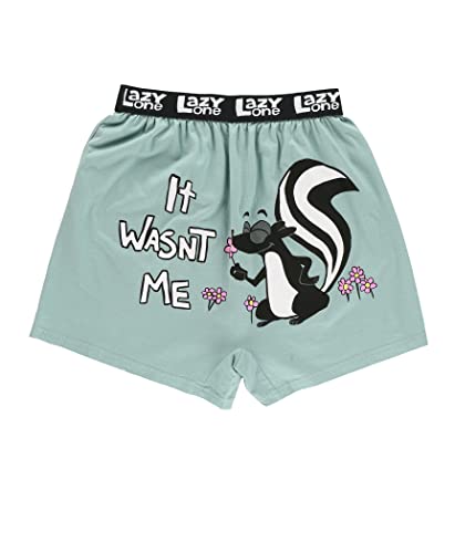 Lazy One Lustige Tierboxer, Neuheit Boxershorts, Humorvolle Unterwäsche, Gag Geschenke für Männer, Ocean Themed Boxer, It Wasn't Me Blue Boxer, Medium von Lazy One