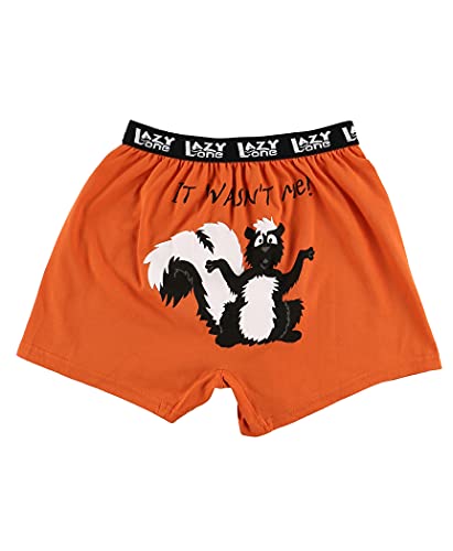 Lazy One Lustige Tierboxer, Neuheit Boxershorts, Humorvolle Unterwäsche, Gag Geschenke für Männer, Ocean Themed Boxer, Orange It Wasn't Me Boxer, Medium von Lazy One