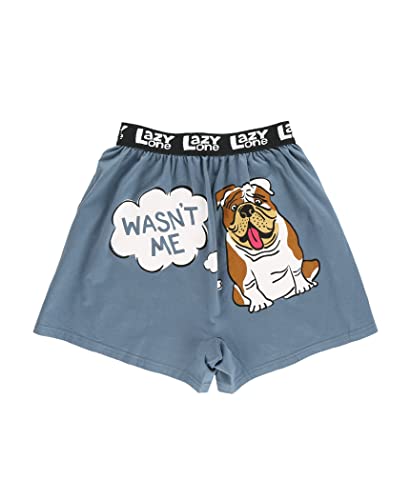 Lazy One Lustige Tierboxer, Neuheit Boxershorts, Humorvolle Unterwäsche, Gag Geschenke für Männer, Ocean Themed Boxer, Wasn't Me Bulldog Boxer, Medium von Lazy One