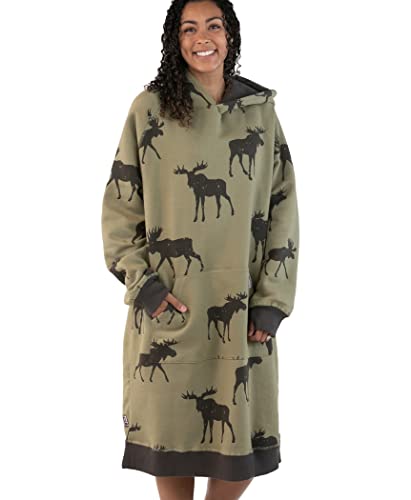Lazy One Oversized Hoodie Sweatshirt Bequeme Loungewear Tier Elch (Mountain Made, L/XL) von Lazy One