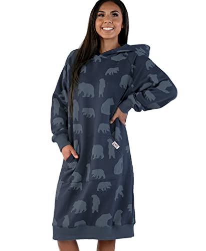 Lazy One Oversized Hoodie Sweatshirt Bequeme Nachtwäsche Tier Bär (Get Lost, L/XL) von Lazy One