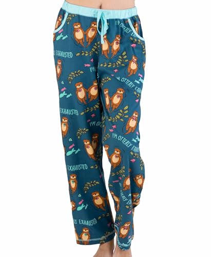 Lazy One Schlafanzug für Damen, niedliche Ozean-Pyjamahose und Oberteil separat erhältlich, Otterly Pyjamahose, L von Lazy One