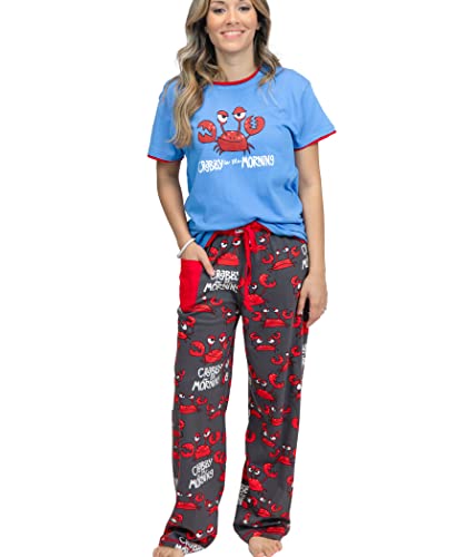 Lazy One Women's Pajama Set, Short Sleeves with Cute Prints, Relaxed Fit, Crab, Ocean, Seaside Animal (Crabby in The Morning, Large) von Lazy One