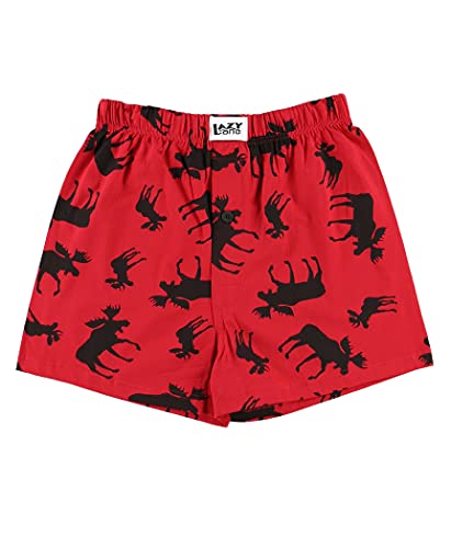 LazyOne Classic Moose Red Herren Boxer Shorts Medium von Lazy One