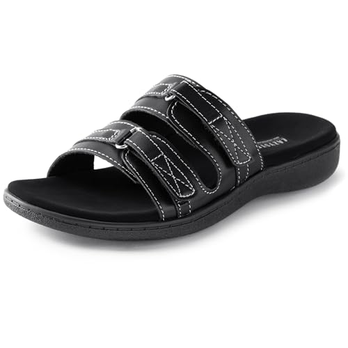 LazyStep Damen Orthotic Slide Sandalen Casual Sommer Sandalen mit Fußgewölbeunterstützung, Pechschwarz, 37.5 EU von LazyStep