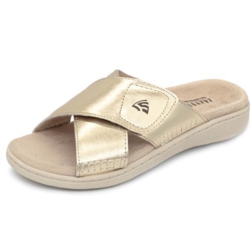 LazyStep Orthopädische Damen-Sandalen mit Fußgewölbeunterstützung und verstellbaren Riemen, Gold, 37.5 EU LazyStep Orthopädische Damen-Sandalen mit Fußgewölbeunterstützung und verstellbaren Riemen, Gold, 37.5 EU von LazyStep